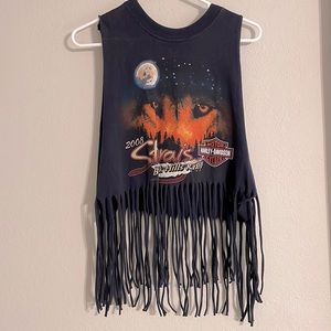 Vintage Harley Davidson Sturgis Hippie Tank with Fringe